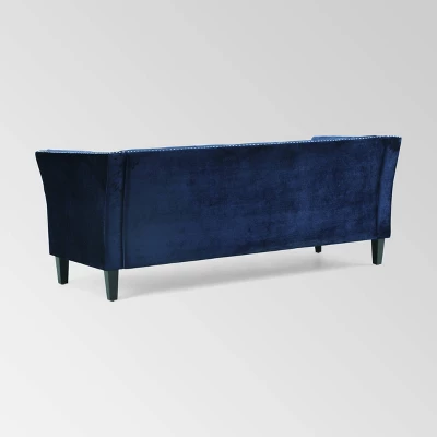 Chatwin Contemporary Tufted Velvet Sofa Dark Blue - Christopher Knight Home 4 Chatwin Contemporary Tufted Velvet Sofa Dark Blue - Christopher Knight Home - Image 4