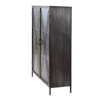 Richard Carter Display Metal Cabinet Gun Metal Antique Gold - StyleCraft 1 Richard Carter Display Metal Cabinet Gun Metal Antique Gold - StyleCraft