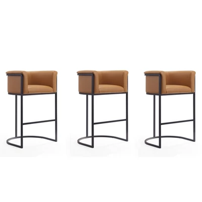 Set Of 3 Cosmopolitan Upholstered Metal Barstools - Manhattan Comfort 7 Set Of 3 Cosmopolitan Upholstered Metal Barstools - Manhattan Comfort - Image 7