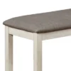 Wooden Bench With Fabric Upholstered Seat And Chamfered Legs Gray/White - Benzara