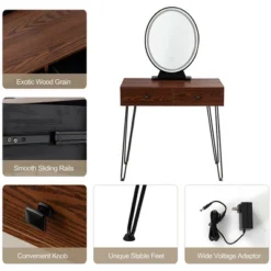 Costway Vanity Makeup Dressing Table W/ 3 Lighting Modes Mirror Touch Switch RusticCoffee -Furniture Haven Shop GUEST 3ea98c62 0e58 4620 892d 0e364e755709