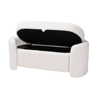 Oakes Boucle Upholstered Storage Bench Ivory - Baxton Studio 1 Oakes Boucle Upholstered Storage Bench Ivory - Baxton Studio