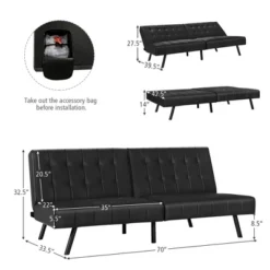 Costway Futon Sofa Bed PU Leather Convertible Folding Couch Sleeper Lounge White/Black/Grey -Furniture Haven Shop GUEST 3f036a73 5445 4954 83c9 6714ff0d032f