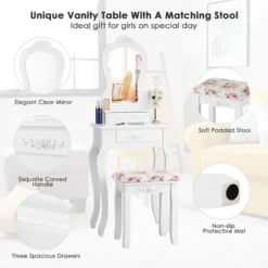 Tangkula Vanity Mirror Makeup Dressing Table Set W/ Stool Drawer Wood Desk 18 Tangkula Vanity Mirror Makeup Dressing Table Set W/ Stool Drawer Wood Desk -Furniture Haven Shop GUEST 3f50ab98 93d5 45a8 a4f0 6e4cd9ab8176