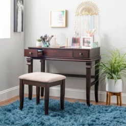 Home Angela Vanity Set Walnut - Linon -Furniture Haven Shop GUEST 3f575e3c 8cca 429d 8975 76c503b15419