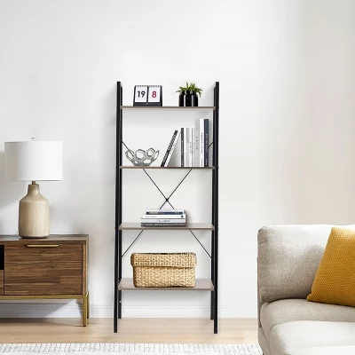 LuxenHome 4-Shelf 58.3" X 23.62" W Wood And Metal Ladder Bookcase. 9 LuxenHome 4-Shelf 58.3" X 23.62" W Wood And Metal Ladder Bookcase. - Image 9