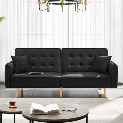 Yaheetech Convertible Sofa Bed Tufted Futon Couch With USB Ports For Living Room 1 Yaheetech Convertible Sofa Bed Tufted Futon Couch With USB Ports For Living Room