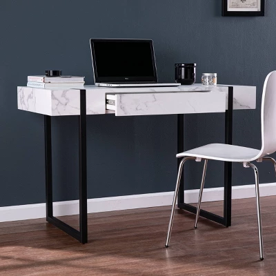 Wennan Modern Faux Marble Desk Black/White - Aiden Lane 2 Wennan Modern Faux Marble Desk Black/White - Aiden Lane - Image 2