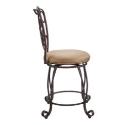 24" Genna Back Bar Counter Height Barstool Brown - Linon -Furniture Haven Shop GUEST 4028515e c730 4a14 be47 f34963b6c57e