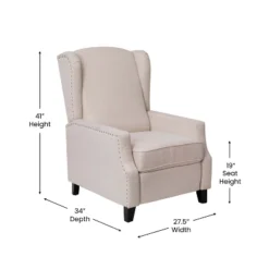 Emma And Oliver Fabric Upholstered Easy Push Back Recliner - Classic Wingback Design With Nailhead Accent Trim And Footrest -Furniture Haven Shop GUEST 40e5f3be 1f80 4357 a5df af2f79a184bb