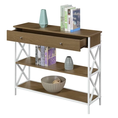 Tucson 1 Drawer Console Table With Shelves Driftwood/White - Breighton Home 3 Tucson 1 Drawer Console Table With Shelves Driftwood/White - Breighton Home - Image 3