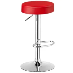 Costway 1 PC Round Bar Stool Adjustable Swivel Pub Chair U Leather With Footrest White Black Red 20 Costway 1 PC Round Bar Stool Adjustable Swivel Pub Chair U Leather With Footrest White Black Red -Furniture Haven Shop GUEST 41d48a41 82f3 4f3a b5fe f87d6d5278fa