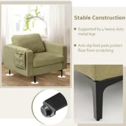 Costway Set Of 2 Fabric Accent Armchair Single Sofa W/ Side Storage Pocket -Furniture Haven Shop GUEST 4202bf1c 8966 4e32 9bc3 434e1d6646c5