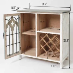 LuxenHome Distressed White And Gray Wood 1-Door Storage Wine Cabinet -Furniture Haven Shop GUEST 4269a5ae 66a5 4737 bc90 ab26961dc130