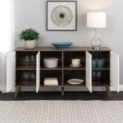 Milo Mid-Century Modern 4 Door Buffet Server - Prepac -Furniture Haven Shop GUEST 42ff4300 e6c5 4c37 91d6 1e53d2e08b1f