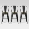 Set Of 3 Carlisle Backed Counter Height Barstool With Wood Seat Matte Black - Threshold™