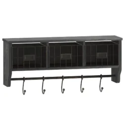 Emma And Oliver Rustic Country Wall Mounted Shelf With 5 Adjustable Sliding Hooks And Three Wire Storage Baskets 24 Emma And Oliver Rustic Country Wall Mounted Shelf With 5 Adjustable Sliding Hooks And Three Wire Storage Baskets -Furniture Haven Shop GUEST 444710f6 9d07 4485 b900 35f5710263ac