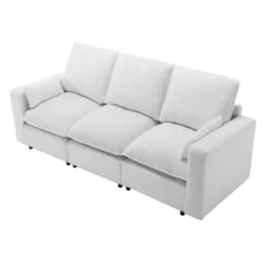 3 Seat Sofa With Removable Cushions And 2 Pillows, Teddy Fabric Upholstered Couch-ModernLuxe 14 3 Seat Sofa With Removable Cushions And 2 Pillows, Teddy Fabric Upholstered Couch-ModernLuxe -Furniture Haven Shop GUEST 4495d5b4 13a9 4d61 af92 9e843c2322b8
