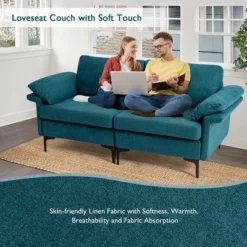 Costway Modern Loveseat Fabric 2-Seat Sofa Couch For Small Space W/ Metal Legs BlueRust Red 14 Costway Modern Loveseat Fabric 2-Seat Sofa Couch For Small Space W/ Metal Legs BlueRust Red -Furniture Haven Shop GUEST 452bdd03 e1cd 4f84 a630 f18dcf1c54cd