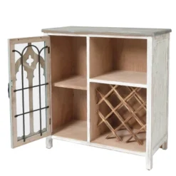 LuxenHome Distressed White And Gray Wood 1-Door Storage Wine Cabinet -Furniture Haven Shop GUEST 45a301ad 323c 449b b3a5 1da36a9558fc