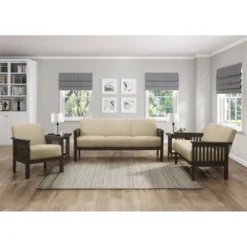 Lewiston Fabric Upholstered Loveseat In Light Brown And Antique Gray - Lexicon -Furniture Haven Shop GUEST 46329525 28a2 4893 85d9 2cd677b567d9