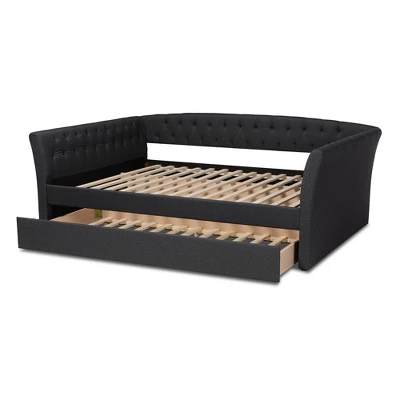 Delora Upholstered Daybed With Trundle - Baxton Studio 4 Delora Upholstered Daybed With Trundle - Baxton Studio - Image 4