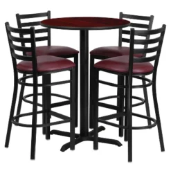 Flash Furniture 30'' Round Laminate Table Set With X-Base And 4 Ladder Back Metal Barstools 19 Flash Furniture 30'' Round Laminate Table Set With X-Base And 4 Ladder Back Metal Barstools -Furniture Haven Shop GUEST 46a215a2 b6c8 4db1 bd2e a90b901140f0