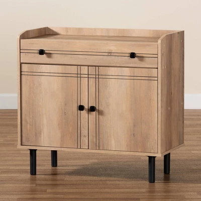 Patterson Wood 2 Door Kitchen Storage Cabinet Oak Brown - Baxton Studio 7 Patterson Wood 2 Door Kitchen Storage Cabinet Oak Brown - Baxton Studio - Image 7