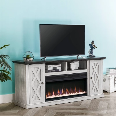 TV Stand For TVs Up To 50" Saw Cut Off White - Home Essentials 2 TV Stand For TVs Up To 50" Saw Cut Off White - Home Essentials - Image 2