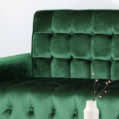 Hertford Tufted Velvet Sofa Emerald - Christopher Knight Home 2 Hertford Tufted Velvet Sofa Emerald - Christopher Knight Home - Image 2