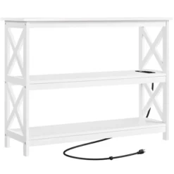 Yaheetech 3-Tier Wooden Console Table With Power Outlet Entryway Table -Furniture Haven Shop GUEST 48b0c4a9 3ae6 4a4a 9443 5c842a81e19f