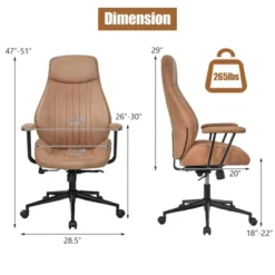 Costway High Back Office Chair Reclining Task Chair Suede Fabric BrownRed -Furniture Haven Shop GUEST 48bb991e 0177 48f7 bf78 93e8873ff621