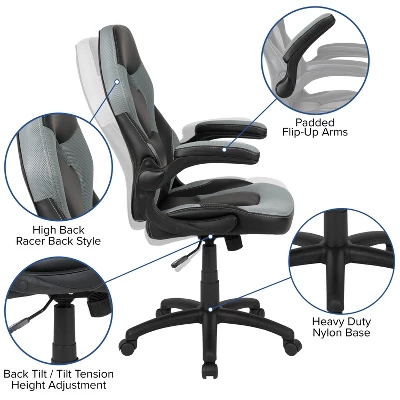 Emma And Oliver Gaming Desk & Chair Set With Cup Holder, Headphone Hook, And Monitor Stand 2 Emma And Oliver Gaming Desk & Chair Set With Cup Holder, Headphone Hook, And Monitor Stand - Image 2