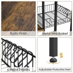 Yaheetech 5-Tier 56" H Baker’s Rack With Wire Basket & Power Outlets, Rustic Brown 9 Yaheetech 5-Tier 56" H Baker’s Rack With Wire Basket & Power Outlets, Rustic Brown -Furniture Haven Shop GUEST 49242dd9 ba1b 4616 a515 0d9a2f0eecae