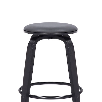 26" Harbor Backless Swivel Faux Leather Wood Counter Height Barstool Gray/Black - Armen Living 3 26" Harbor Backless Swivel Faux Leather Wood Counter Height Barstool Gray/Black - Armen Living - Image 3