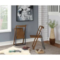 2pk Sydney Folding Chairs Wire Brush Chestnut - Boraam -Furniture Haven Shop GUEST 4b7f5b1c d97e 4f11 a62d 27f4128e89b2