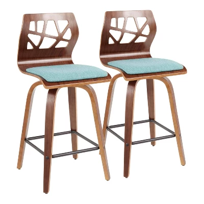 Set Of 2 Folia Mid-Century Modern Counter Height Barstools - LumiSource 12 Set Of 2 Folia Mid-Century Modern Counter Height Barstools - LumiSource - Image 12