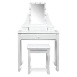 Tangkula Make-Up Vanity Table Dresser Set W/LED Light & Padded Stool -Furniture Haven Shop GUEST 4e1e7f15 03ed 4f74 95f1 92b83b6326c7