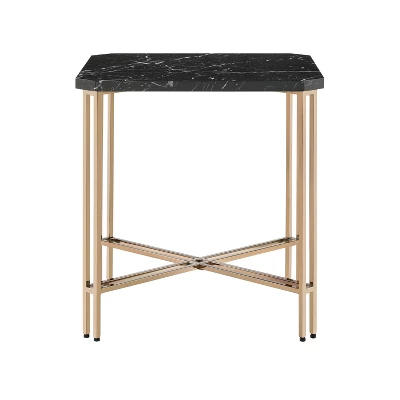 Daxton Faux Marble Square End Table Black/Gold - Steve Silver Co. 1 Daxton Faux Marble Square End Table Black/Gold - Steve Silver Co.