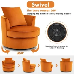 Costway Modern 360° Swivel Barrel Chair Accent Round Club Chair No Assembly Lint -Furniture Haven Shop GUEST 50e6fe83 c048 4060 bad7 7333b0e41d29