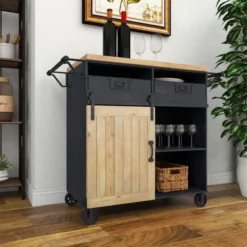 Industrial Rolling Cart Black - Olivia & May -Furniture Haven Shop GUEST 51278f60 13cc 4a01 a483 be4d0ced7b5d