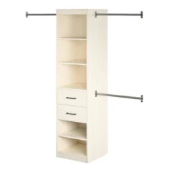 Kelly 5 Shelf 2 Drawer Closet Organizer With 3 Adjustable Hanging Rods Ivory Oak - Novogratz -Furniture Haven Shop GUEST 512deca1 d68f 4996 aa08 d1b80d06f351