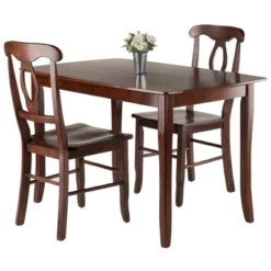 3pc Inglewood Dining Table With 2 Key Hole Back Chairs Walnut - Winsome