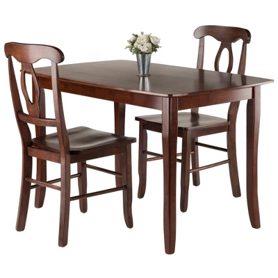 3pc Inglewood Dining Table With 2 Key Hole Back Chairs Walnut - Winsome 1 3pc Inglewood Dining Table With 2 Key Hole Back Chairs Walnut - Winsome
