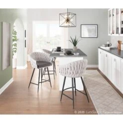 26" Braided Matisse Counter Height Barstool With Faux Leather And Fabric - LumiSource -Furniture Haven Shop GUEST 518428a2 e843 47be a6f4 d30b4c44dfcf