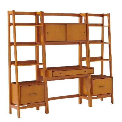 3pc Landon Desk And Bookcases Set Acorn - Crosley 3 3pc Landon Desk And Bookcases Set Acorn - Crosley - Image 3
