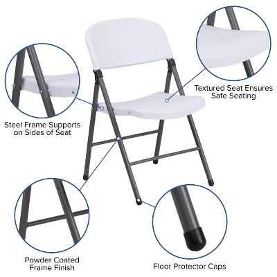 Emma And Oliver 2 Pack Home & Office 330 Lb. Capacity Foldable Plastic Chair 3 Emma And Oliver 2 Pack Home & Office 330 Lb. Capacity Foldable Plastic Chair - Image 3