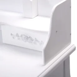 Tangkula Oval Mirror 4 Drawer Vanity Mirror Makeup Table W/ Cushioned Stool White -Furniture Haven Shop GUEST 52f3ee72 50c6 4fea b16d 7ecc20369215