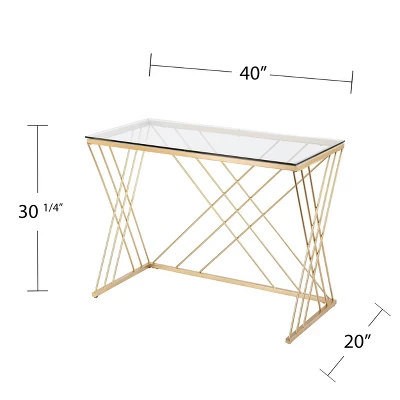 Oaknut Modern Glass Top Desk Gold - Aiden Lane 6 Oaknut Modern Glass Top Desk Gold - Aiden Lane - Image 6