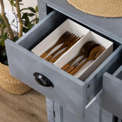 HOMCOM Sideboard Buffet Cabinet With Storage Drawers Adjustable Shelves Countertop Dining Room Cabinet Kitchen Buffet Living Room Furniture Gray 4 HOMCOM Sideboard Buffet Cabinet With Storage Drawers Adjustable Shelves Countertop Dining Room Cabinet Kitchen Buffet Living Room Furniture Gray - Image 4